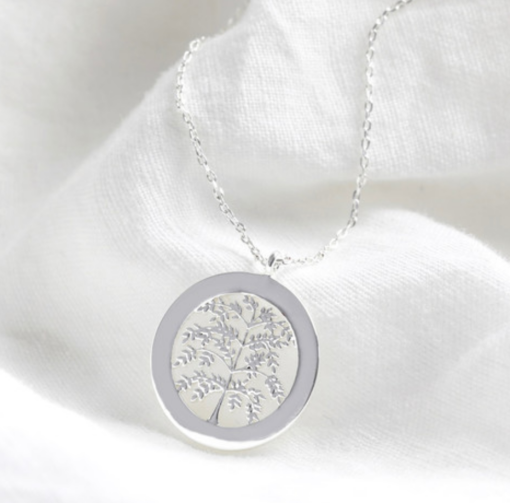 Family tree disc necklace