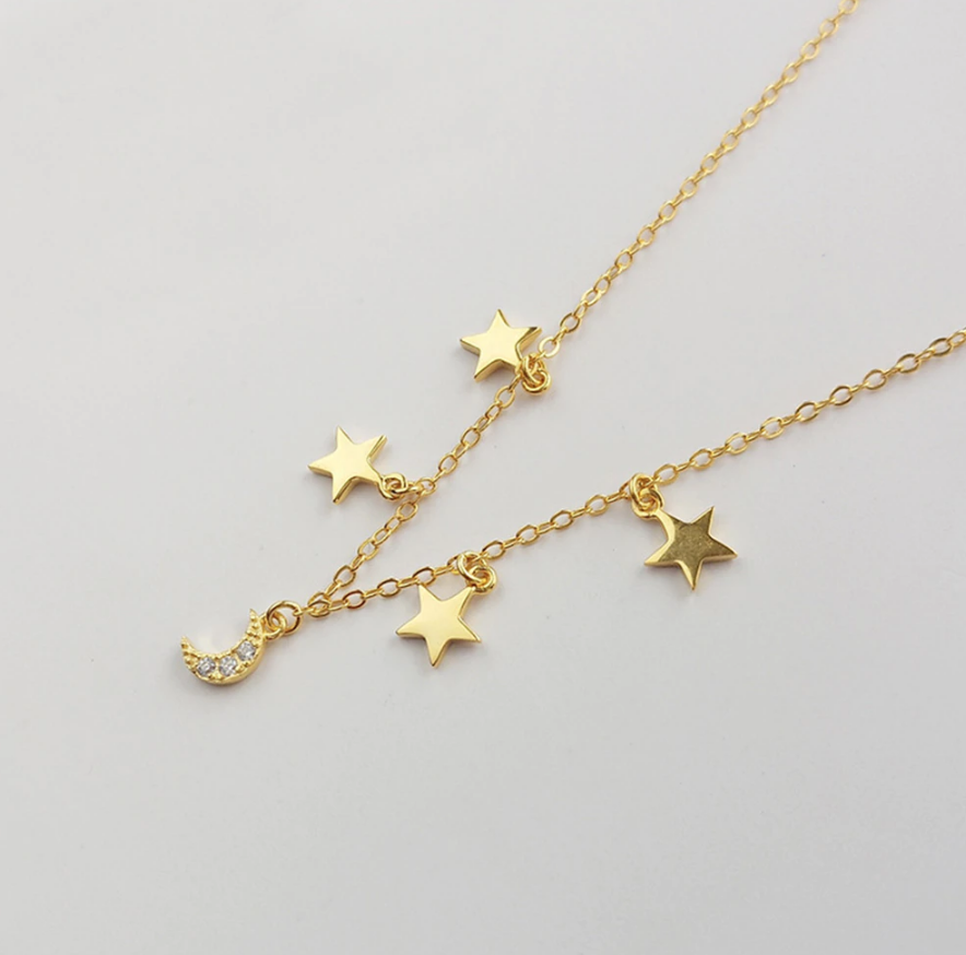 Moon & star charm necklace - Endless Stories