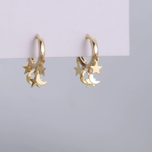 Moon & star tassel hoop earrings