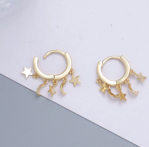 Moon & star tassel hoop earrings - Image 3