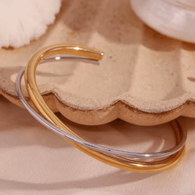 Crossover bangle in two tone