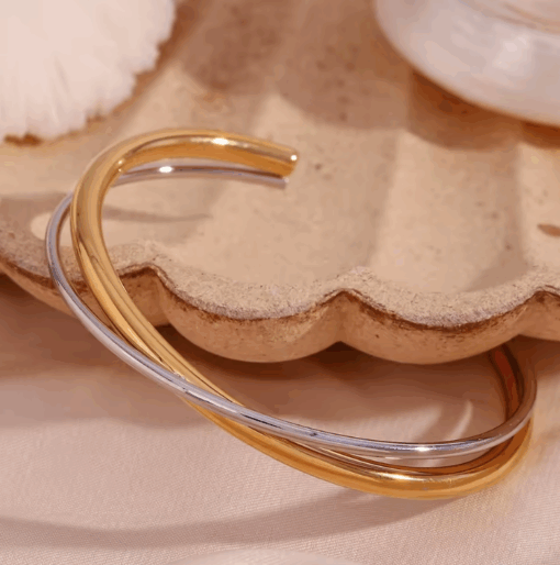 Crossover bangle in two tone