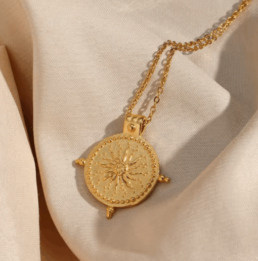 Embossed sun necklace