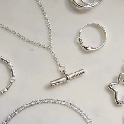 Sterling silver etched Tbar pendant necklace