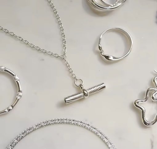 Sterling silver etched Tbar pendant necklace