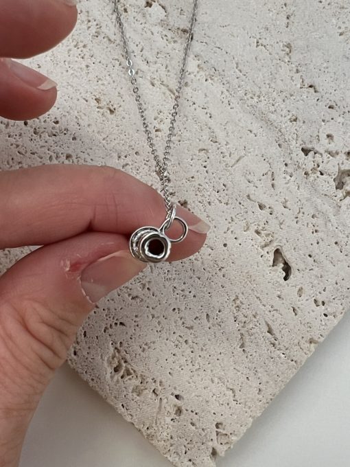 Sterling silver etched Tbar pendant necklace - Image 4